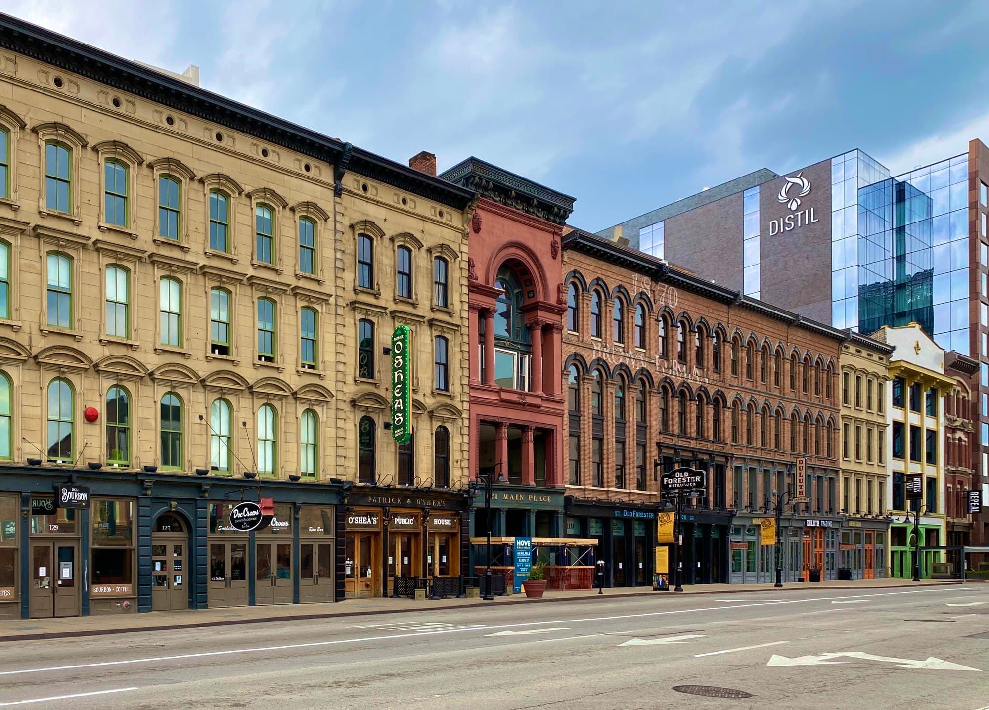 Historic cast-iron facades along Louisville's Whiskey Row