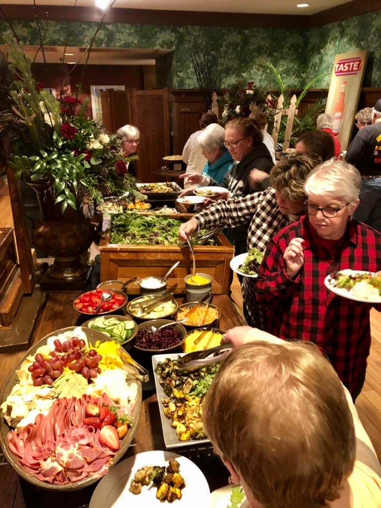A festive holiday buffet spread at the Grove Park Inn