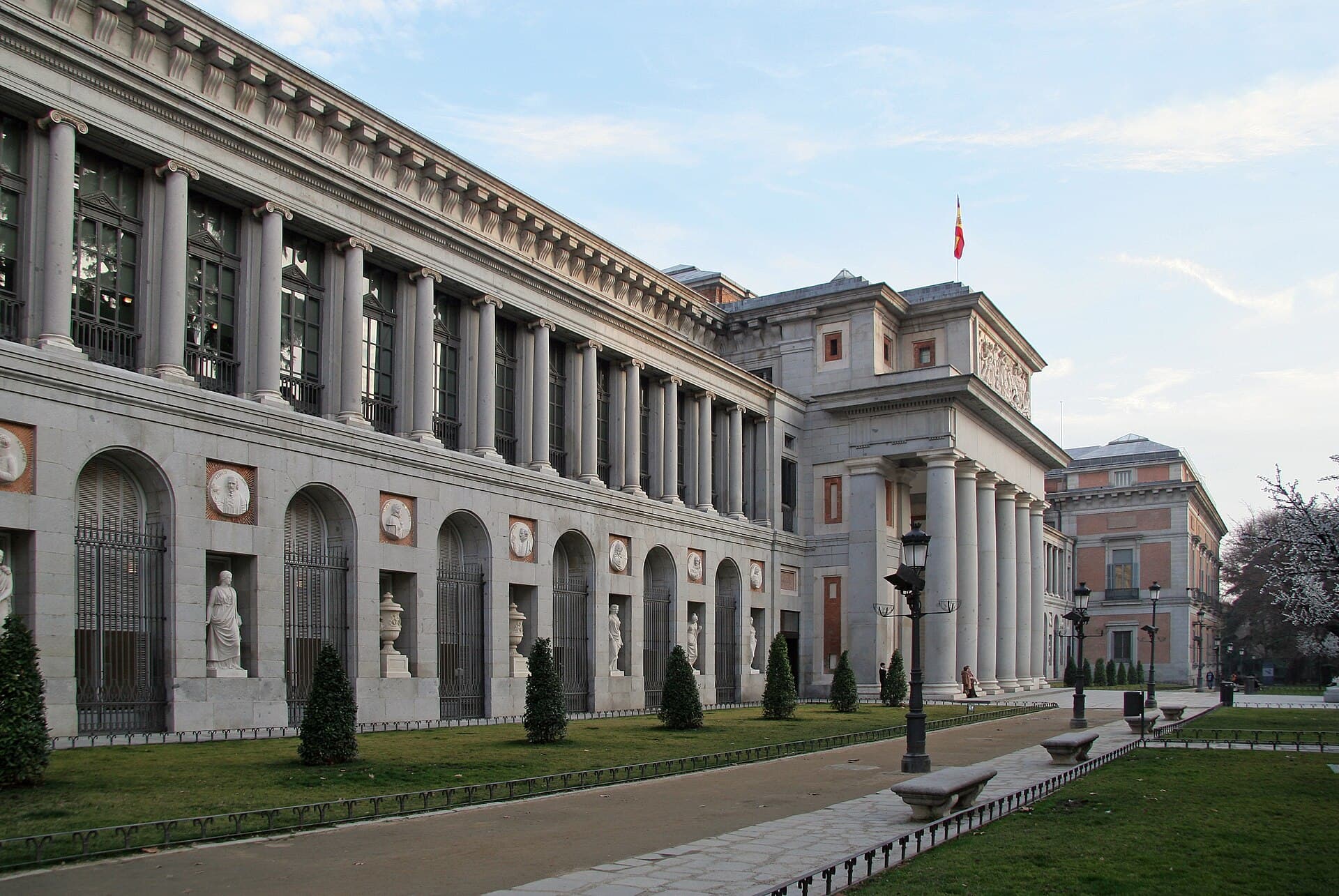 The west facade of the Prado Museum in Madrid