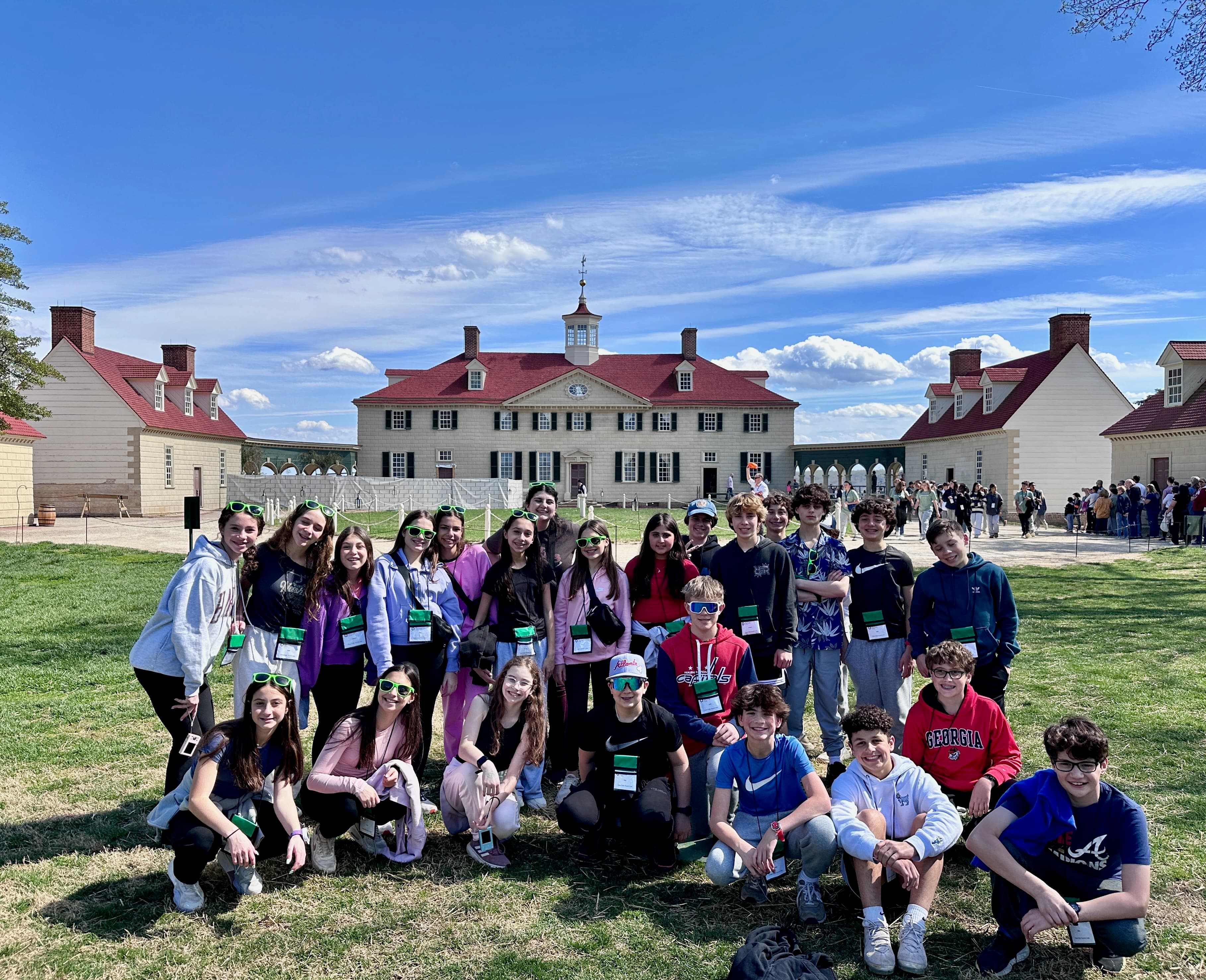 A student group at the monuments in Washington, D.C.
